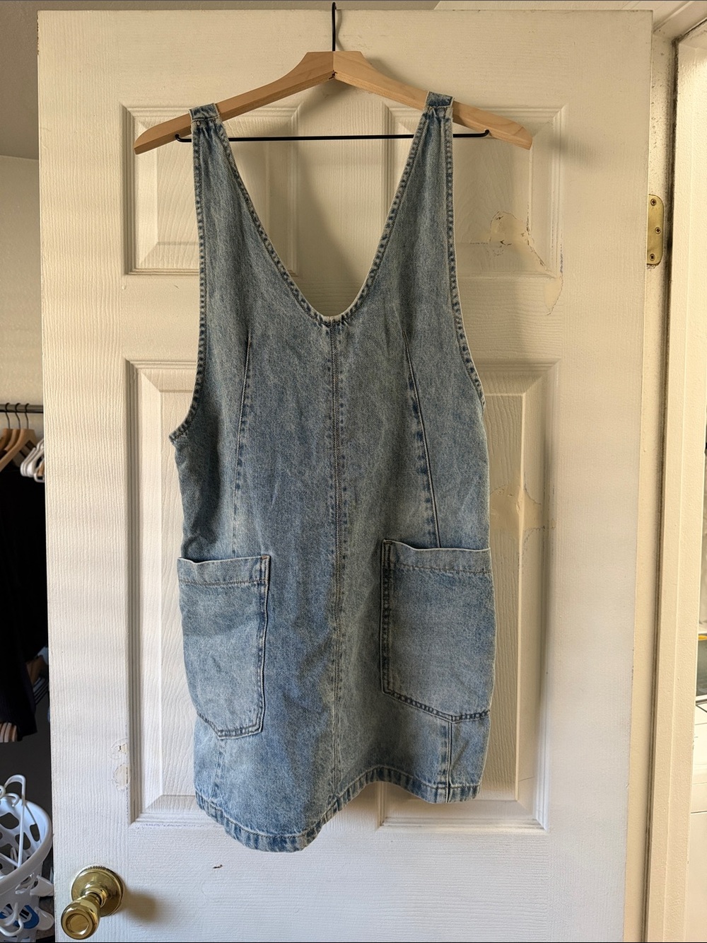 Free People Light Blue Denim Overall Dress